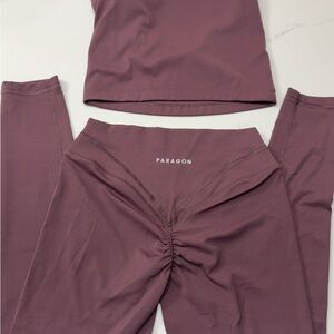 PARAGON cherry cola studio top and icon sculptseam Leggings medium both top set